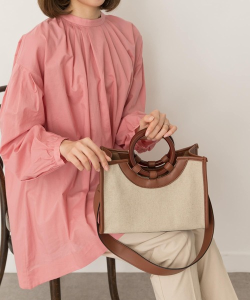 RODE SKO（ロデスコ）の「プチウッドハンドルスクエアトートバッグ（トートバッグ・レディース・ブラウン/マスタード/グレー系その他・ONE）」の3枚目の写真