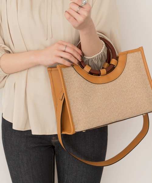 RODE SKO（ロデスコ）の「プチウッドハンドルスクエアトートバッグ（トートバッグ・レディース・ブラウン/マスタード/グレー系その他・ONE）」の16枚目の写真