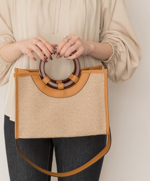 RODE SKO（ロデスコ）の「プチウッドハンドルスクエアトートバッグ（トートバッグ・レディース・ブラウン/マスタード/グレー系その他・ONE）」の18枚目の写真