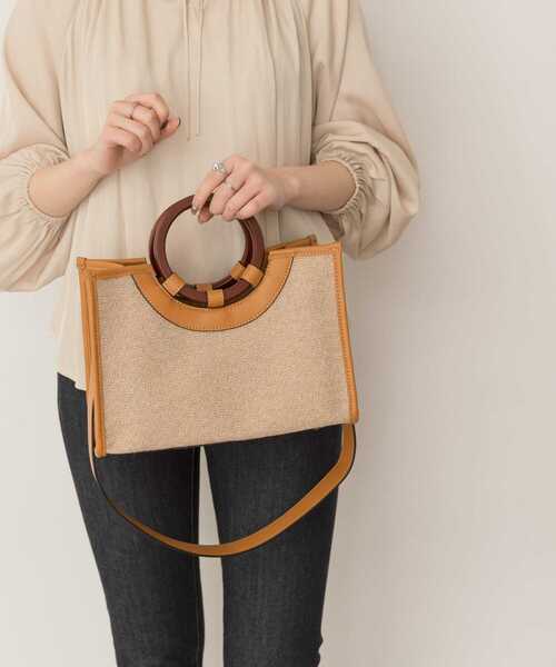 RODE SKO（ロデスコ）の「プチウッドハンドルスクエアトートバッグ（トートバッグ・レディース・ブラウン/マスタード/グレー系その他・ONE）」の12枚目の写真