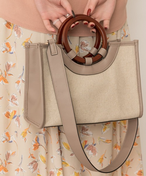 RODE SKO（ロデスコ）の「プチウッドハンドルスクエアトートバッグ（トートバッグ・レディース・ブラウン/マスタード/グレー系その他・ONE）」の6枚目の写真