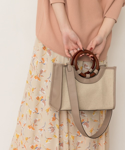 RODE SKO（ロデスコ）の「プチウッドハンドルスクエアトートバッグ（トートバッグ・レディース・ブラウン/マスタード/グレー系その他・ONE）」の14枚目の写真