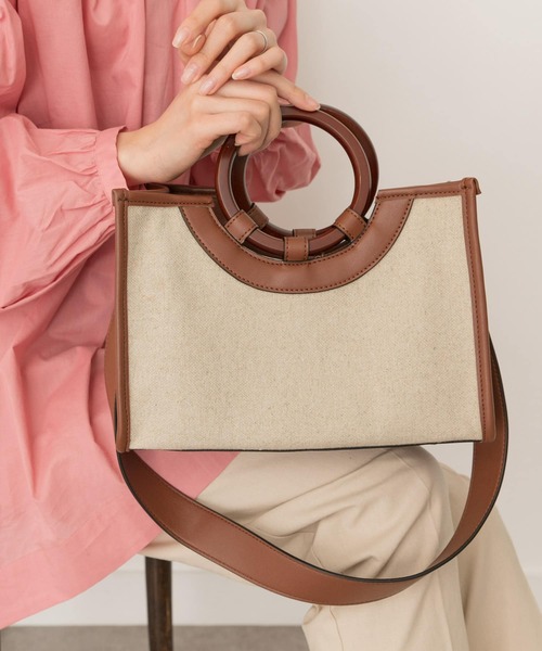 RODE SKO（ロデスコ）の「プチウッドハンドルスクエアトートバッグ（トートバッグ・レディース・ブラウン/マスタード/グレー系その他・ONE）」の10枚目の写真