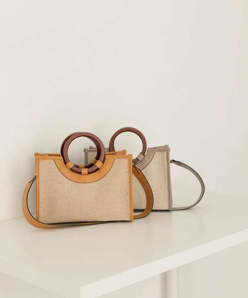 RODE SKO（ロデスコ）の「プチウッドハンドルスクエアトートバッグ（トートバッグ・レディース・ブラウン/マスタード/グレー系その他・ONE）」の13枚目の写真