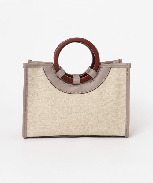 RODE SKO（ロデスコ）の「プチウッドハンドルスクエアトートバッグ（トートバッグ・レディース・ブラウン/マスタード/グレー系その他・ONE）」の7枚目の写真