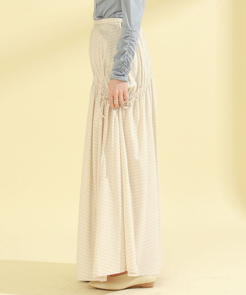 Ray BEAMS（レイビームス）の「Ray BEAMS / ストライプ アシメ ギャザー スカート（スカート・レディース・ベージュ/アイボリー・1/0）」の18枚目の写真