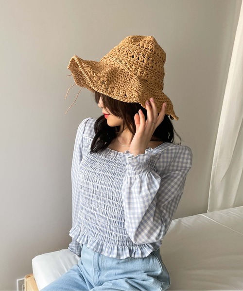WEGO(ウィゴー)の「WEGO/シャーリングスクエアネックブラウス(シャツ/ブラウス・レディース・ブルー系その他2/ブラウン系その他2/ブラック/ホワイト・FREE)」の5枚目の写真