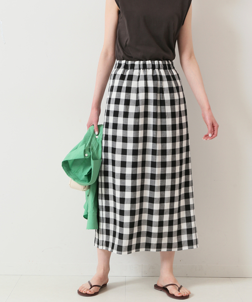 SLOBE IENA（スローブイエナ）の「ギンガムチェックリラックスアイラインスカート◆（スカート・レディース・ブラック系その他/オレンジ系その他・FREE）」の16枚目の写真