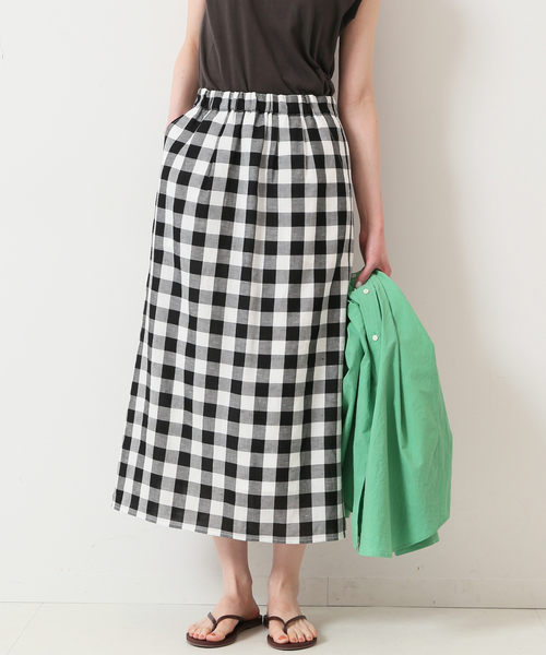 SLOBE IENA（スローブイエナ）の「ギンガムチェックリラックスアイラインスカート◆（スカート・レディース・ブラック系その他/オレンジ系その他・FREE）」の17枚目の写真