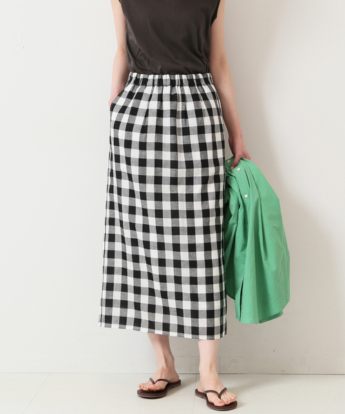 SLOBE IENA（スローブイエナ）の「ギンガムチェックリラックスアイラインスカート◆（スカート・レディース・ブラック系その他/オレンジ系その他・FREE）」の18枚目の写真