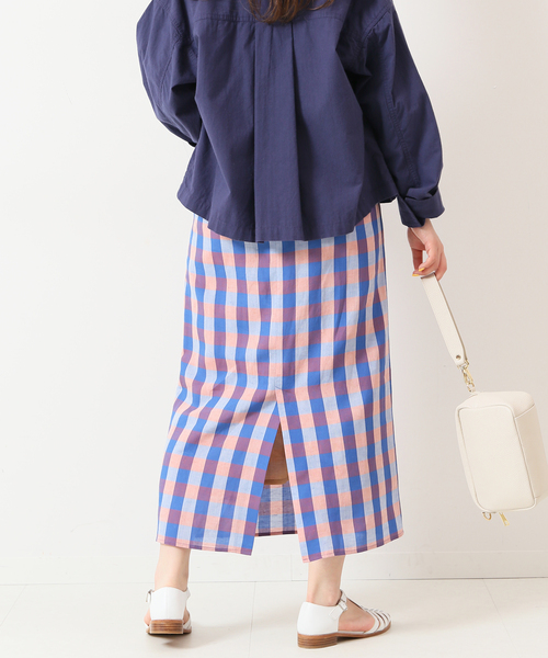 SLOBE IENA（スローブイエナ）の「ギンガムチェックリラックスアイラインスカート◆（スカート・レディース・ブラック系その他/オレンジ系その他・FREE）」の12枚目の写真