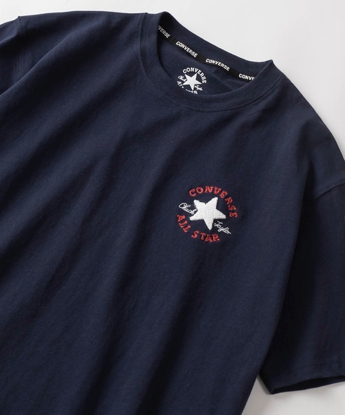 CONVERSE(コンバース)の「【CONVERSE/コンバース】ブランドロゴ サガラ刺繍 ワンポイントTシャツ/ 半袖Tシャツ(Tシャツ/カットソー・レディース・ホワイト/ブラック/ネイビー/グレー/サックスブルー/ミント/ライトピンク/グレイッシュベージュ・M/L/XL)」の6枚目の写真