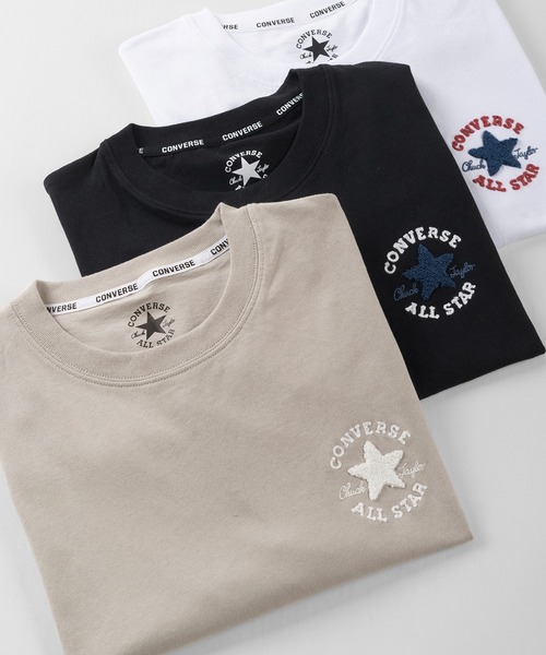 CONVERSE(コンバース)の「【CONVERSE/コンバース】ブランドロゴ サガラ刺繍 ワンポイントTシャツ/ 半袖Tシャツ(Tシャツ/カットソー・レディース・ホワイト/ブラック/ネイビー/グレー/サックスブルー/ミント/ライトピンク/グレイッシュベージュ・M/L/XL)」の4枚目の写真
