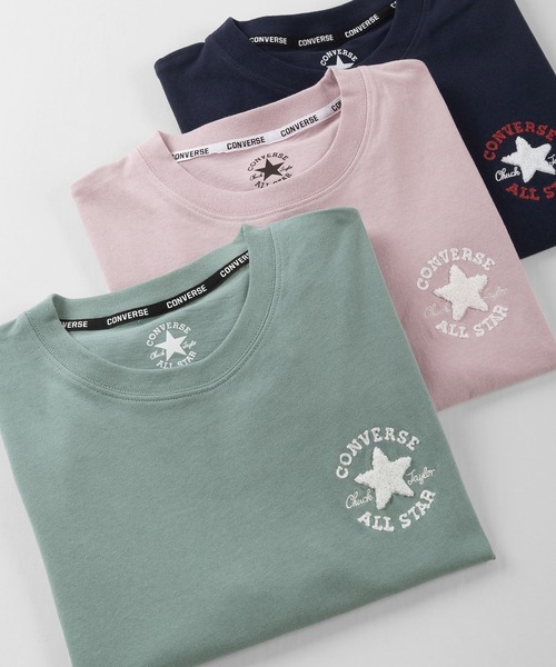 CONVERSE(コンバース)の「【CONVERSE/コンバース】ブランドロゴ サガラ刺繍 ワンポイントTシャツ/ 半袖Tシャツ(Tシャツ/カットソー・レディース・ホワイト/ブラック/ネイビー/グレー/サックスブルー/ミント/ライトピンク/グレイッシュベージュ・M/L/XL)」の5枚目の写真