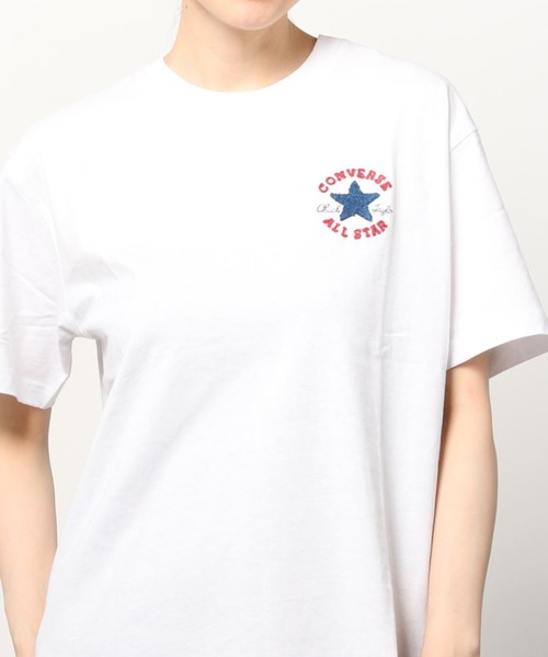 CONVERSE(コンバース)の「【CONVERSE/コンバース】ブランドロゴ サガラ刺繍 ワンポイントTシャツ/ 半袖Tシャツ(Tシャツ/カットソー・レディース・ホワイト/ブラック/ネイビー/グレー/サックスブルー/ミント/ライトピンク/グレイッシュベージュ・M/L/XL)」の17枚目の写真
