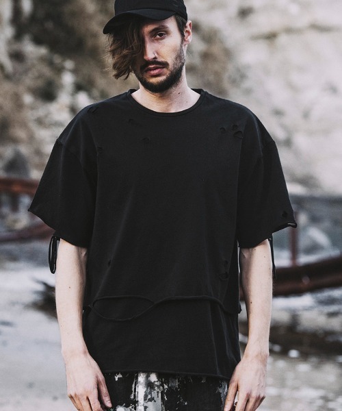 NO ID.(ノーアイディ)の「mt7859-クラッシュレイヤードBIG-T Tシャツ(Tシャツ/カットソー・メンズ・ブラック×ホワイト/ブラック/ホワイト・ONE SIZE)」の15枚目の写真