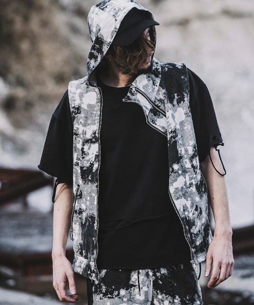 NO ID.(ノーアイディ)の「mt7859-クラッシュレイヤードBIG-T Tシャツ(Tシャツ/カットソー・メンズ・ブラック×ホワイト/ブラック/ホワイト・ONE SIZE)」の19枚目の写真