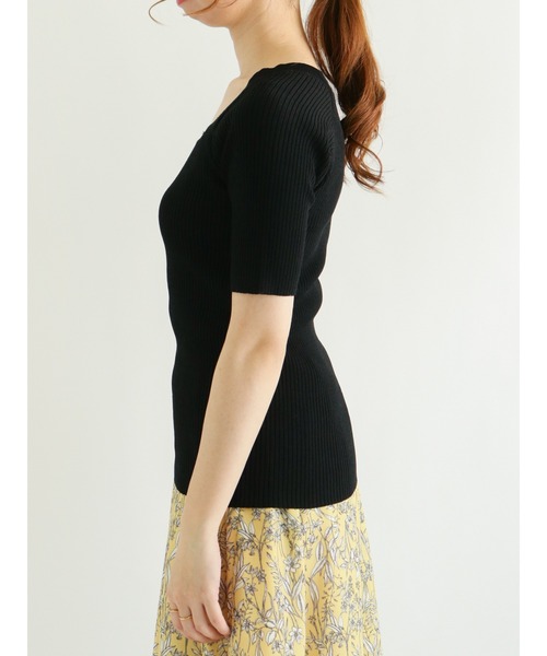 Te chichi（テチチ）の「スクエアネックリブニット（ニット/セーター・レディース・オフホワイト/ブルー/ブラック・ﾌﾘ-）」の9枚目の写真