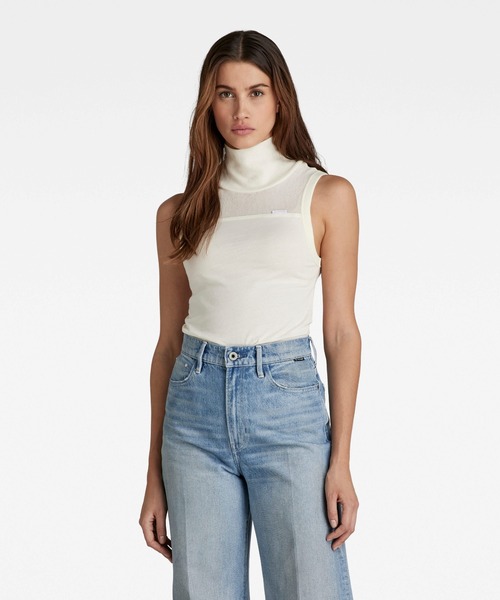 G-STAR(ジースター)の「FABRIC MIX FUNNEL TANK TOP(タンクトップ・レディース・ライトベージュ・X-SMALL/MEDIUM/SMALL)」の1枚目の写真