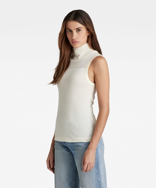 G-STAR(ジースター)の「FABRIC MIX FUNNEL TANK TOP(タンクトップ・レディース・ライトベージュ・X-SMALL/MEDIUM/SMALL)」の2枚目の写真
