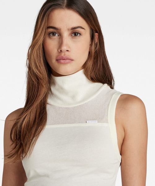 G-STAR(ジースター)の「FABRIC MIX FUNNEL TANK TOP(タンクトップ・レディース・ライトベージュ・X-SMALL/MEDIUM/SMALL)」の4枚目の写真