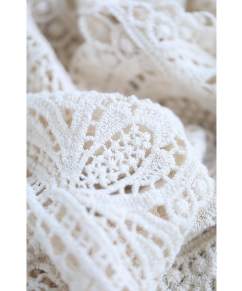 cawaii（カワイイ）の「涼しく重ね着する。花咲くクロシェ編みニットシアートップス（シャツ/ブラウス・レディース・アイボリー/パープル/ブラック・FREE）」の7枚目の写真