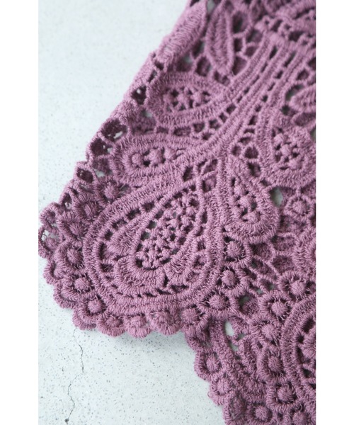 cawaii（カワイイ）の「涼しく重ね着する。花咲くクロシェ編みニットシアートップス（シャツ/ブラウス・レディース・アイボリー/パープル/ブラック・FREE）」の19枚目の写真
