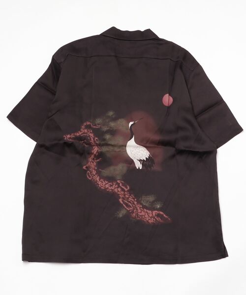 schott（ショット）の「# DS HAWAIIAN SHIRT“CRANE”/【直営限定】ハワイアンシャツ "クレーン"（シャツ/ブラウス・メンズ・アイボリー/ブラック・LARGE/X-LARGE/MEDIUM/XX-LARGE）」の3枚目の写真
