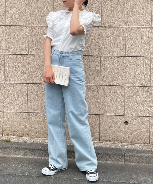 WEGO（ウィゴー）の「WEGO/ダブルフリルショートスリーブブラウス（シャツ/ブラウス・レディース・ホワイト・FREE）」の4枚目の写真