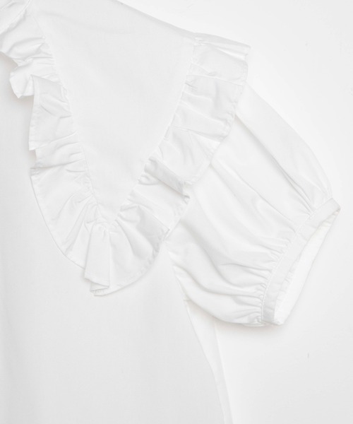 WEGO（ウィゴー）の「WEGO/ダブルフリルショートスリーブブラウス（シャツ/ブラウス・レディース・ホワイト・FREE）」の6枚目の写真