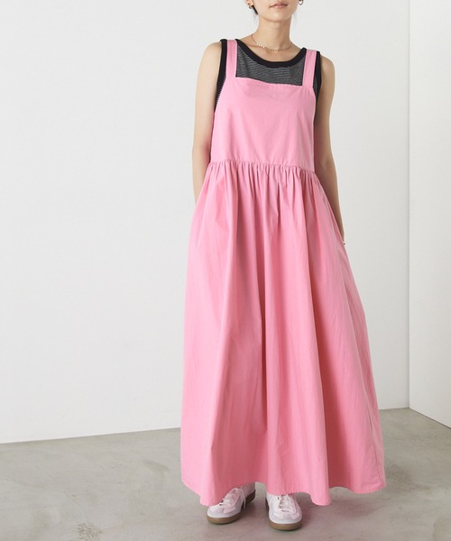 forksy.（フォルクシー）の「【forksy.】タイプライターバックリボンエプロンロングワンピース（ワンピース・レディース・ブラック/ピンク/ブルーグリーン・FREE）」の10枚目の写真