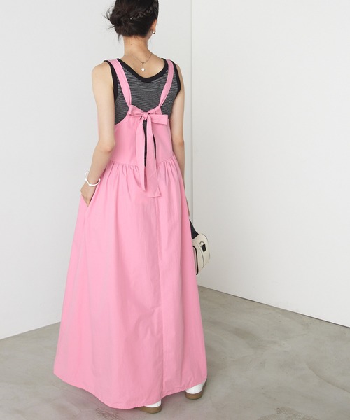 forksy.（フォルクシー）の「【forksy.】タイプライターバックリボンエプロンロングワンピース（ワンピース・レディース・ブラック/ピンク/ブルーグリーン・FREE）」の12枚目の写真