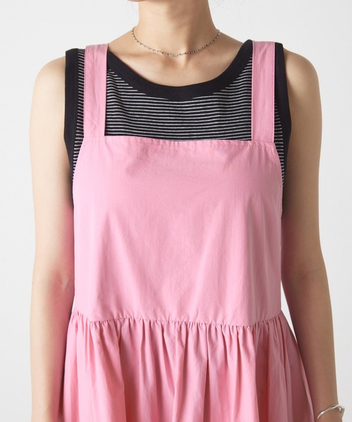 forksy.（フォルクシー）の「【forksy.】タイプライターバックリボンエプロンロングワンピース（ワンピース・レディース・ブラック/ピンク/ブルーグリーン・FREE）」の14枚目の写真