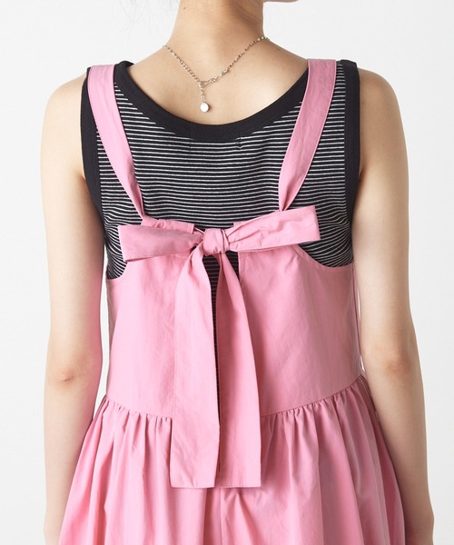 forksy.（フォルクシー）の「【forksy.】タイプライターバックリボンエプロンロングワンピース（ワンピース・レディース・ブラック/ピンク/ブルーグリーン・FREE）」の15枚目の写真