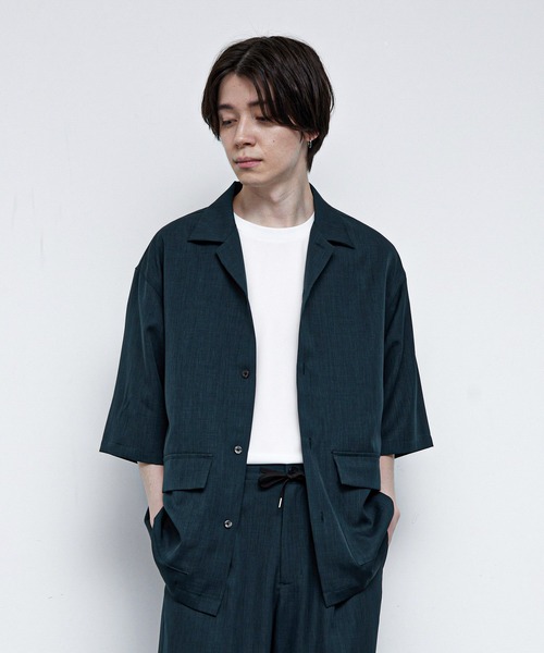 JUNRED(ジュンレッド)の「SET UP対応ドレープカチオンビッグシャツ(シャツ/ブラウス・メンズ・ライトグレー/チャコールグレー/ダークグリーン/ブルー系その他・L/S/M)」の3枚目の写真