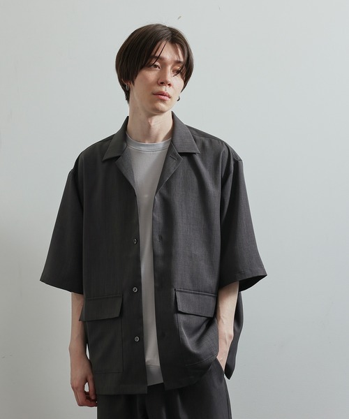JUNRED(ジュンレッド)の「SET UP対応ドレープカチオンビッグシャツ(シャツ/ブラウス・メンズ・ライトグレー/チャコールグレー/ダークグリーン/ブルー系その他・L/S/M)」の6枚目の写真