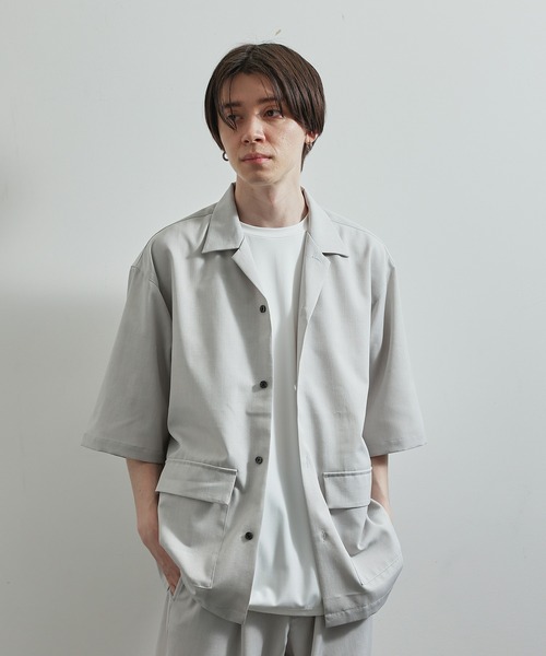 JUNRED(ジュンレッド)の「SET UP対応ドレープカチオンビッグシャツ(シャツ/ブラウス・メンズ・ライトグレー/チャコールグレー/ダークグリーン/ブルー系その他・L/S/M)」の8枚目の写真