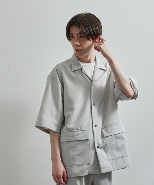 JUNRED(ジュンレッド)の「SET UP対応ドレープカチオンビッグシャツ(シャツ/ブラウス・メンズ・ライトグレー/チャコールグレー/ダークグリーン/ブルー系その他・L/S/M)」の10枚目の写真