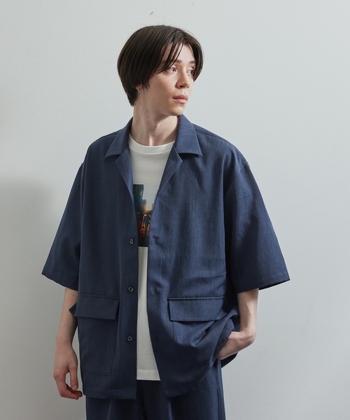 JUNRED(ジュンレッド)の「SET UP対応ドレープカチオンビッグシャツ(シャツ/ブラウス・メンズ・ライトグレー/チャコールグレー/ダークグリーン/ブルー系その他・L/S/M)」の14枚目の写真