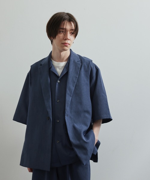 JUNRED(ジュンレッド)の「SET UP対応ドレープカチオンビッグシャツ(シャツ/ブラウス・メンズ・ライトグレー/チャコールグレー/ダークグリーン/ブルー系その他・L/S/M)」の16枚目の写真