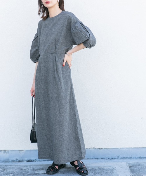 KBF（ケイビーエフ）の「クロスタックスリーブロングワンピース（ワンピース・レディース・ブラック/グリーン系その他/ブルー・ONE）」の2枚目の写真