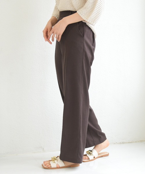 sango（sango）の「リネンストレートセンタータックパンツ（その他パンツ・レディース・ブラウン/キナリ/ライトベージュ・FREE）」の2枚目の写真