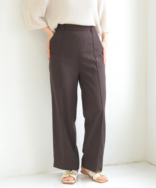 sango（sango）の「リネンストレートセンタータックパンツ（その他パンツ・レディース・ブラウン/キナリ/ライトベージュ・FREE）」の9枚目の写真