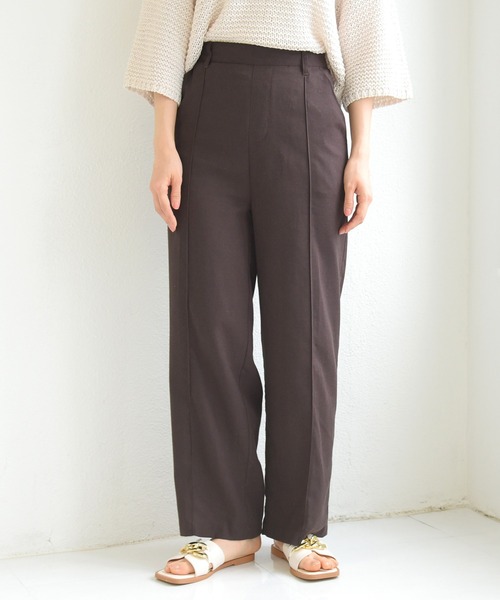 sango（sango）の「リネンストレートセンタータックパンツ（その他パンツ・レディース・ブラウン/キナリ/ライトベージュ・FREE）」の10枚目の写真