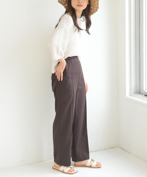 sango（sango）の「リネンストレートセンタータックパンツ（その他パンツ・レディース・ブラウン/キナリ/ライトベージュ・FREE）」の13枚目の写真