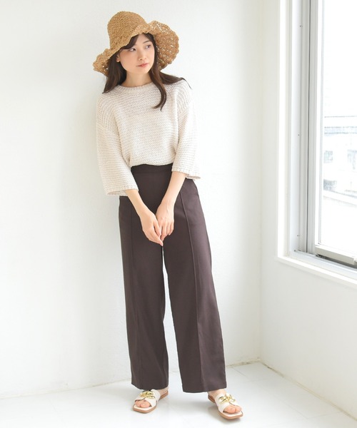 sango（sango）の「リネンストレートセンタータックパンツ（その他パンツ・レディース・ブラウン/キナリ/ライトベージュ・FREE）」の16枚目の写真