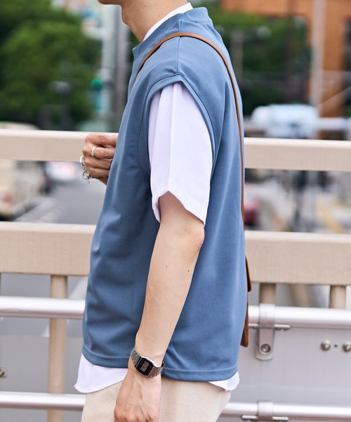 DISCOAT（ディスコート）の「カルゼポンチカットベストセットバンドカラー半袖シャツ（アンサンブル・メンズ・グレイッシュベージュ/カーキ/サックスブルー・MEDIUM/LARGE）」の12枚目の写真