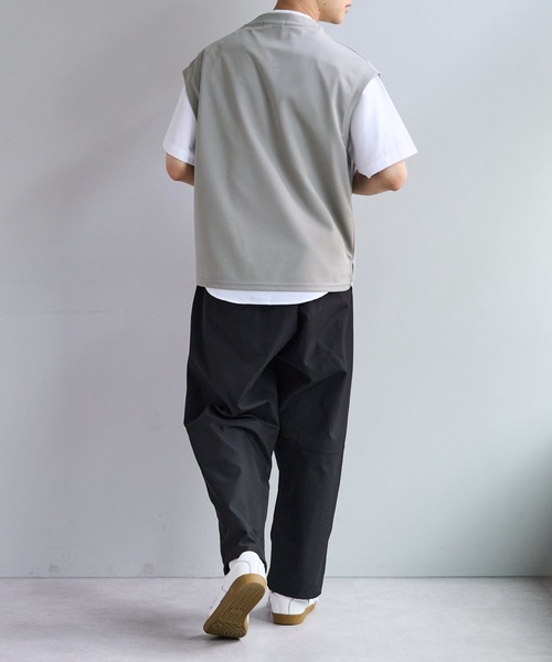 DISCOAT（ディスコート）の「カルゼポンチカットベストセットバンドカラー半袖シャツ（アンサンブル・メンズ・グレイッシュベージュ/カーキ/サックスブルー・MEDIUM/LARGE）」の4枚目の写真