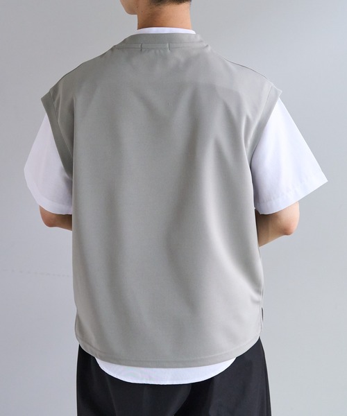 DISCOAT（ディスコート）の「カルゼポンチカットベストセットバンドカラー半袖シャツ（アンサンブル・メンズ・グレイッシュベージュ/カーキ/サックスブルー・MEDIUM/LARGE）」の17枚目の写真