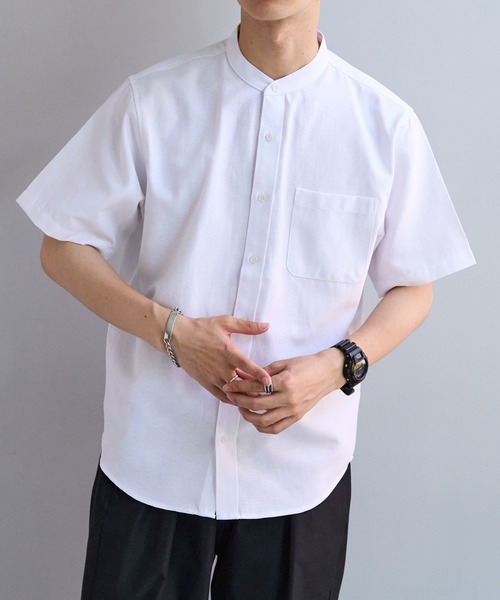 DISCOAT（ディスコート）の「カルゼポンチカットベストセットバンドカラー半袖シャツ（アンサンブル・メンズ・グレイッシュベージュ/カーキ/サックスブルー・MEDIUM/LARGE）」の19枚目の写真